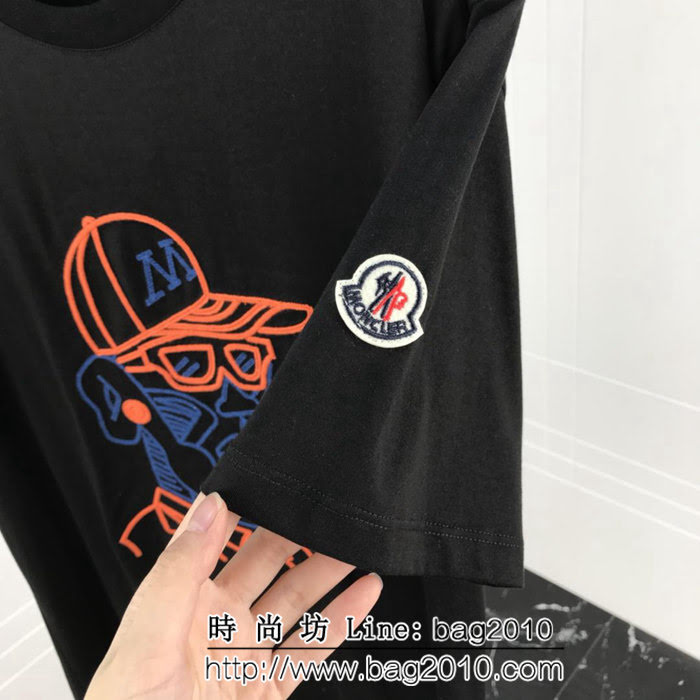 MONCLER蒙口 19春夏新款 頭像系列限量版 刺繡頭像小章仔 黑色雙股純棉 男款短袖 ydi2152